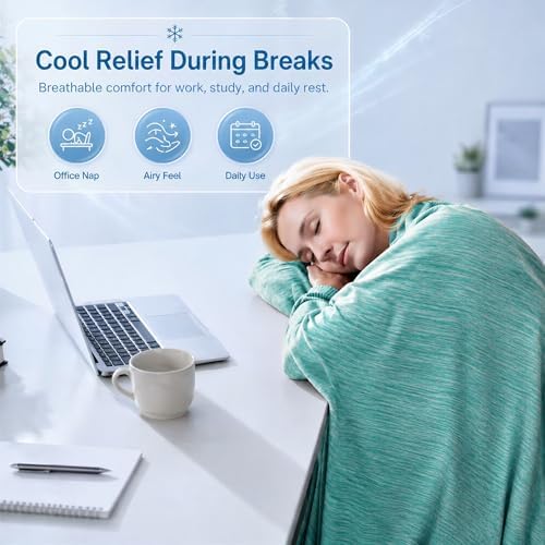 Twin XL Size Cooling Blanket for Hot Sleepers - Lightweight Breathable Cool Cold Blanket - Keep Cool for Night Sweats, Soft Thin Ice Blankets for Bed Couch Sofa, (Aqua Splash, 60"x90") - Image 6