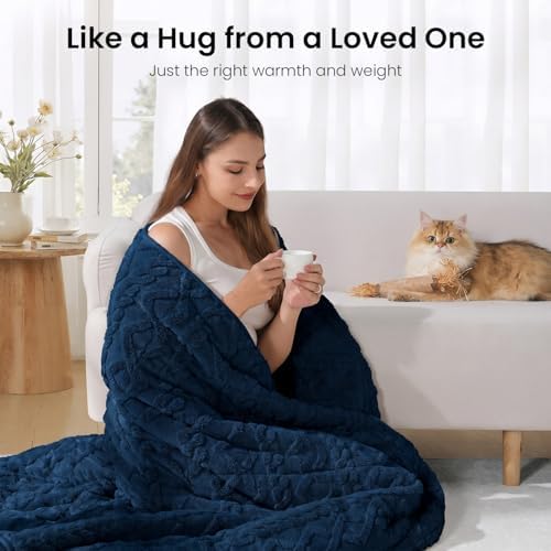 Drewin Weighted Blanket Queen Size 15lbs for Adults,Dark Navy,60" x 80" - Image 4