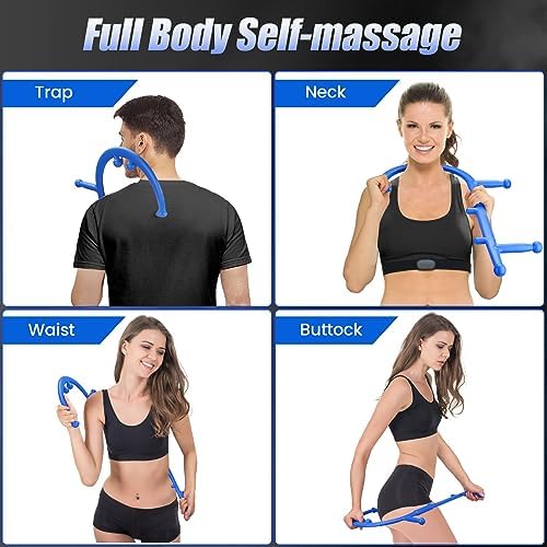Trigger Point Massage Cane, Deep Tissue Full Body Back Neck Shoulder Self Massage Tool for Muscle Knots, Ergonomic Therapy Cane for Hard-to-Reach Areas, Lightweight Portable, FSA-HSA-Eligible, Blue - Image 4