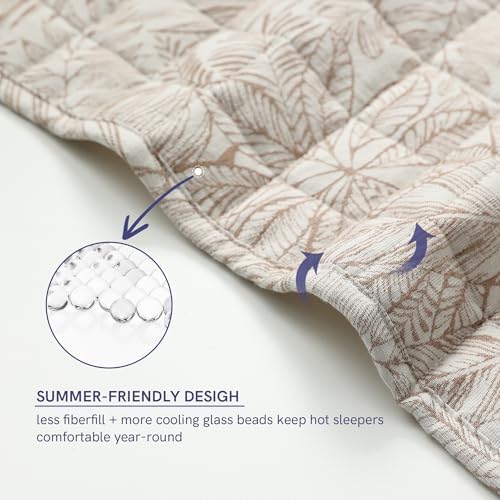 YnM 15lbs Weighted Blanket for Adults, Linen Heavy Bed Throw Blanket with Cooling Glass Beads for All Season Use, Ideal for ~110lbs (48x72 Inches, Twin/Full, Palm Tree) - Image 5