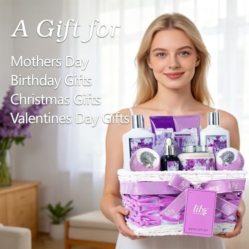 17Pcs Spa Gifts Spa Kit - Perfect Lavender Lilac Spa Gift Baskets for Women - Image 2