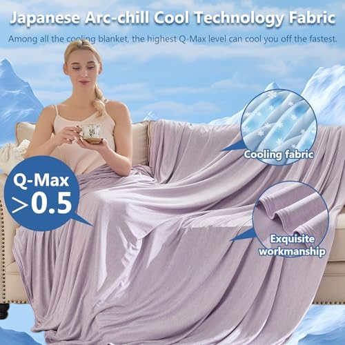 CHOSHOME Cooling Blanket for Hot Sleepers - Summer Blanket Thin Soft Lightweight Breathable Double Side Enhanced Cooling for Hot Flashes, Night Sweats, Bed, Couch (Purple, 90 x 90 inches) - Image 3