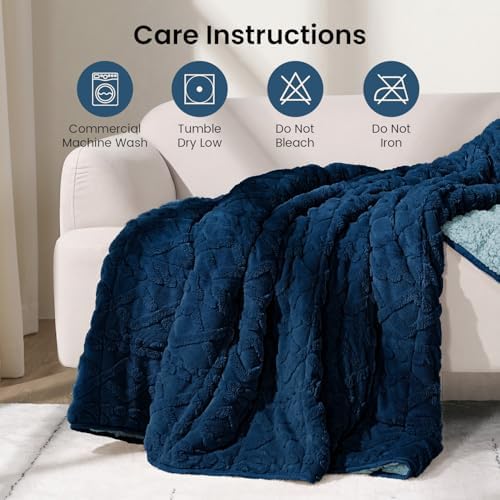 Drewin Weighted Blanket Queen Size 15lbs for Adults,Dark Navy,60" x 80" - Image 6