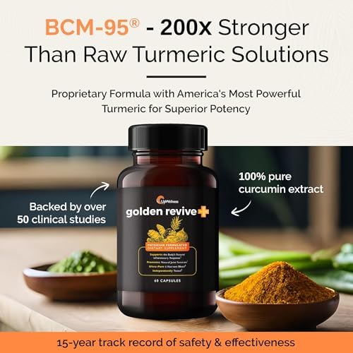 UpWellness Golden Revive + Joint Support Supplement Featuring Turmeric with Black Pepper, Quercetin, and Magnesium- Turmeric Boswellia Supplement - 6 Active Ingredients for Joint Care - 60 Capsules - Image 4