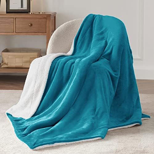 Bedsure GentleSoft Sherpa Fleece Twin Size Blanket for Couch, Non-Heated, Thick and Warm Throw for Women and Men, Soft Fuzzy Plush Twin Blanket for Winter, Teal, 60x80 Inches - Image 3