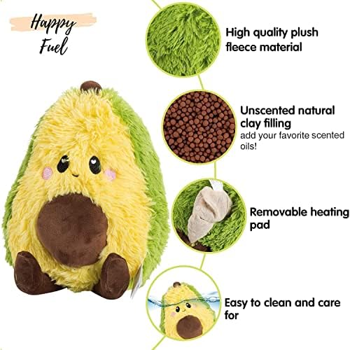 Happy Fuel Avocado Microwavable Unscented 1.5lbs Heating Pad For Women And Kids- Cute Soft Cozy Pillow Plush Heatable Warm Stuffed Animals- Kawaii Hot & Cold Plushie Food Toy - Avocado Gifts For Girls - Image 3