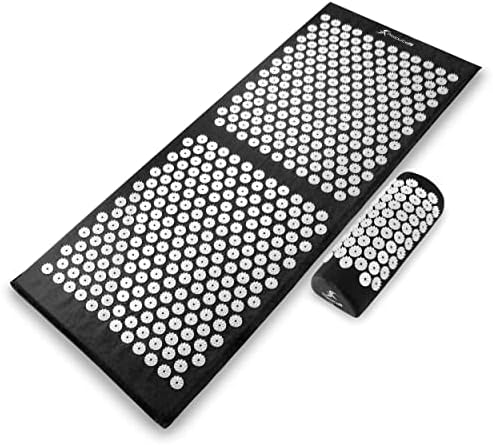 ProsourceFit Acupressure Mat and Pillow Set for Back/Neck Pain Relief and Muscle Relaxation, XL - Black/White by PROSOURCE