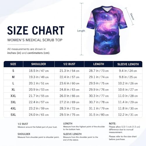 Men's Scrub Top,V-Neck Spill Wrinkle Resistant,3 Pockets-Space Galaxy (6) - Image 5