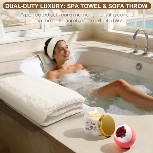 Stress Relief Spa Gift Box for Women – 12pc Self Care Set w/ Oud Wood Candle, Blanket, Bath Bombs, Eye Mask, Fuzzy Socks | Birthday Get Well Thinking of You Gift - Image 5