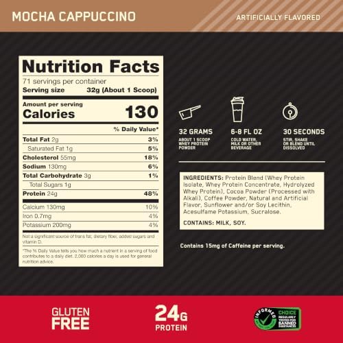 Optimum Nutrition Gold Standard Whey Protein Powder, Mocha Cappuccino, 5 LB - Image 3