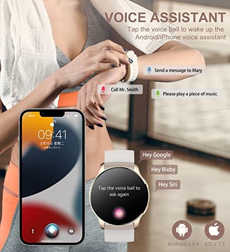 Iaret Smart Watch for Women (Answer/Make Call), Fitness Tracker for Android and iOS Phones Waterproof Smartwatch with 1.32" HD Full Touch Screen AI Voice Control Heart Rate Sleep Monitor Pedometer - Image 4