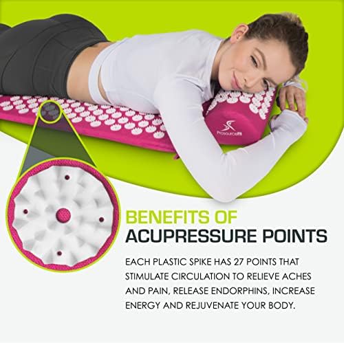 ProsourceFit Acupressure Mat and Pillow Set for Back/Neck Pain Relief and Muscle Relaxation, Pink - Image 3