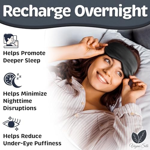 Sleep Mask - Black, 100% Tencel Derived from Natural Wood Pulp - Lightweight Eye Mask with Adjustable Strap - Blackout Blindfold for Women & Men - Comfortable Light Blocking Eye Cover - Image 5