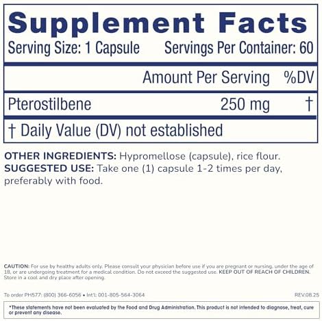 Pterostilbene Supplement (250mg, 60 Capsules) | Clinically Proven, Third-Party Tested Antioxidant for Heart & Brain Health | Activates Longevity Genes - Image 6
