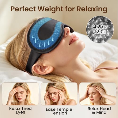 Weighted Eye Mask for Sleep, 3D Blackout Sleep Mask for Women Men, Black - Image 4