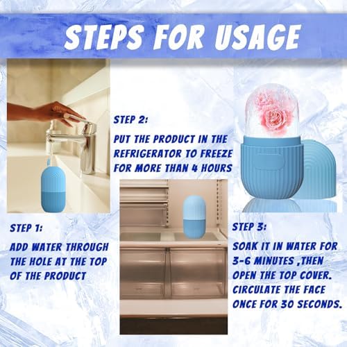 Joyeee Ice Face Roller, Reusable Silicone Mold Face Massage Eye Facial Beauty Skin Care Tools Apply Ice for Shrink Pores Anti Wrinkle Reduce Puffiness Improve Skin Elasticity, Striped - Image 3