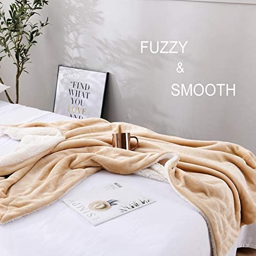 NANPIPER Reversible Sherpa Flannel Blanket Super Soft Fuzzy Lightweight Fleece Microfiber for Bed/Couch (50"x60",Beige) - Image 6