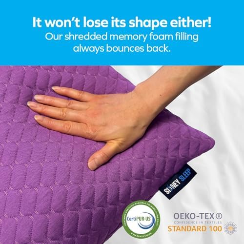Sidney Sleep Set of 2 Queen Size Adjustable Bed Pillows for Side and Back Sleepers - Memory Foam Pillows for Neck and Shoulder Support - Customizable Loft - Extra Foam Included (Magenta) - Image 5