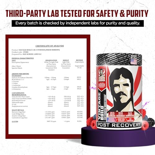 Old School Labs Vintage Build Post-Workout Recovery Powder, Fresh Berries - Image 6