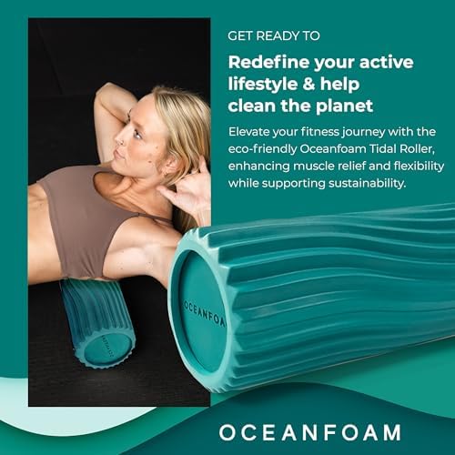 Oceanfoam Tidal Roller - Jade - Muscle Massage Foam Roller for Back Pain & Stretching - Firm and Ergonomic Wide Wave Textured - Yoga, Athletics, & Wellness - Full Size, 20" x 5" - Image 3