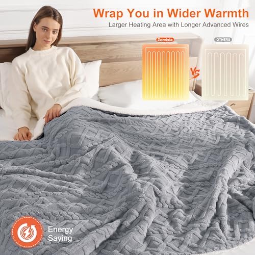 Heated Throw Blanket 50"x60"-Small Electric Blanket Throw for Office, Grey - Image 2
