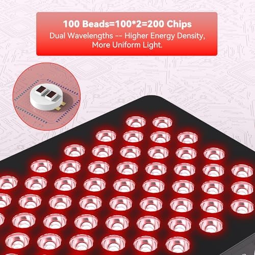 Red Light Therapy, 660nm 850nm Near Infrared Lamp with Timer & Remote Control, 100 Dual Chip LEDs Device with 500W of Power, Ideal for Face, Body (M100) - Image 4