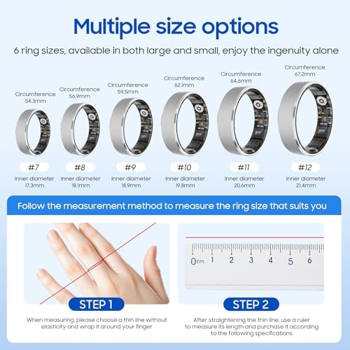 Smart Ring Health Tracker, Sleep Stress Exercise Health Monitoring for Men Women, IP68 Waterproof, Long Battery Life, No Subscription, iOS Android Compatible (Rose Gold, 12) - Image 2