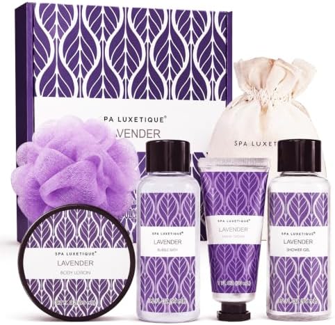 Spa Luxetique Lavender Spa Bath Gifts for Women, Relaxing Home Spa Kits Includes Body Lotion, Hand Cream, Birthday Gifts for Women by spaluxetique