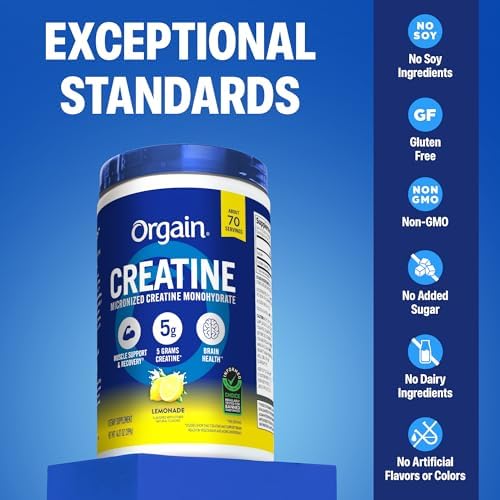 Orgain 5g Creatine Monohydrate Micronized Powder, Lemonade, 80 Servings - Image 4