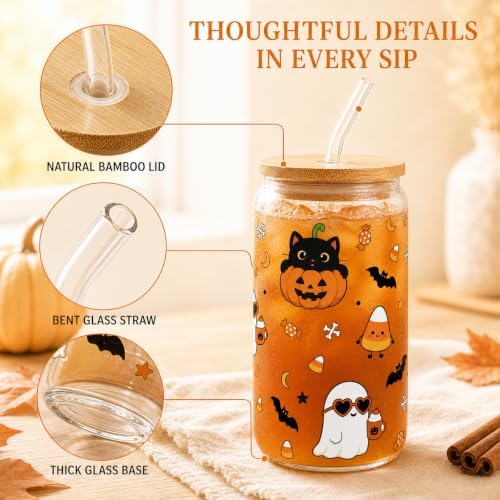 Boo Basket Stuffers for Women, Halloween Gifts Box w 16oz Ghost Glass Cup - Image 3