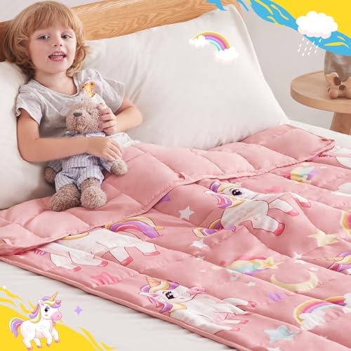 anfie Weighted Blanket(40"x60" 7lbs) Weighted Blanket Cooling Blanket for Resting,Throw Size Breathable Blanket with Premium Glass Bead(Pink Unicorn) - Image 3
