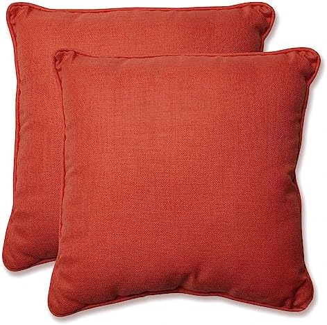 Pillow Perfect Rave Solid Indoor/Outdoor Throw Pillow Plush Fill, Weather and Fade Resistant, Throw - 18.5" x 18.5", Orange, 2 Count by PillowPerfect