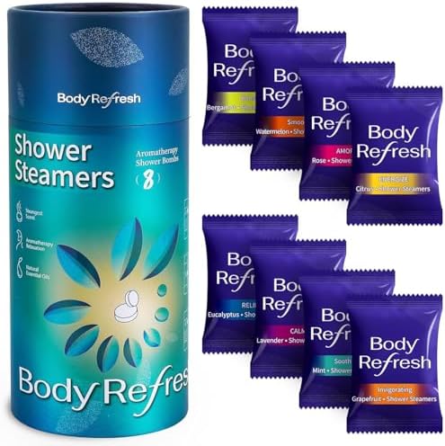 Shower Steamers Aromatherapy 8 Pack - Shower Bombs with Essential Oil, Gift for Dad Husband Boyfriend Him,Birthday Gifts for Men, Self Care Home Spa Relaxation Stress Relief by BodyRefresh