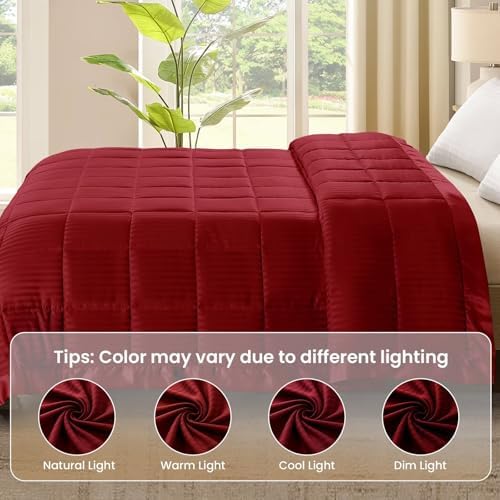 downluxe King Size Blanket with Satin Trim, Lightweight Down Alternative King Blanket for All Season, Machine Washable (Red, 108 x 90 Inch) - Image 6