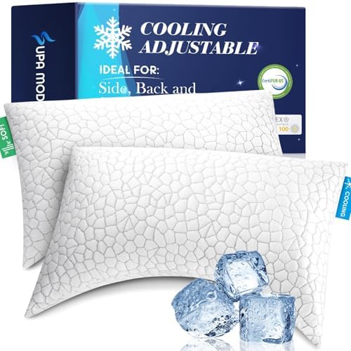 Side Sleeper Pillow for Side and Back Sleepers -Cooling Cervical Neck Pillows for Neck and Shoulder Pain Relief, Adjustable Shredded Memory Foam Pillows King Size Set of 2, Bed Pillow for Adults by SUPAMODERN