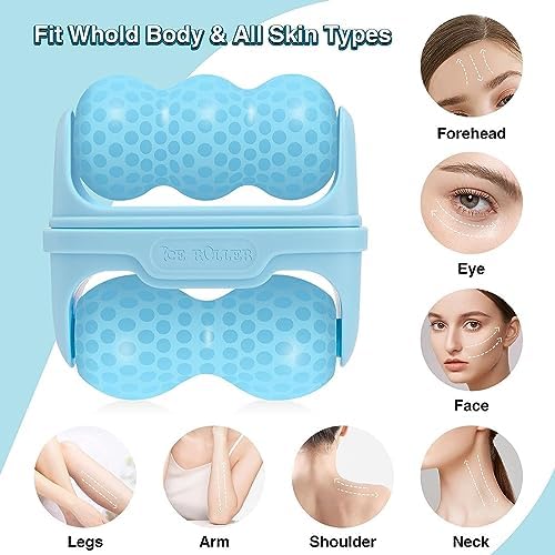 OPENDGO Ice Roller for Face Eyes Body,Cold Facial Ice Roller Massager for Eye Puffiness, Migraine, Pain Relief, Minor Injury, Facial Skin Care Products,2 in 1 Ice Face Roller Cold Therapy Tools - Image 2