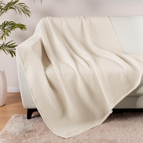 Exclusivo Mezcla 100% Cotton Oversized Waffle Throw Blanket for Couch Sofa - Image 4