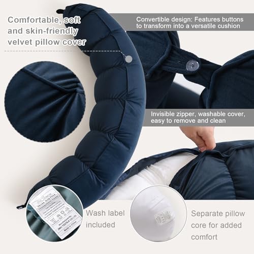 Peallow(Pat. Pend) – Long Round Body Pillow for Adults, Bolster Pillow for Sleeping, Soft and Supportive Pillow for Sleeping & Lumbar Support (Teal Blue,47") - Image 4