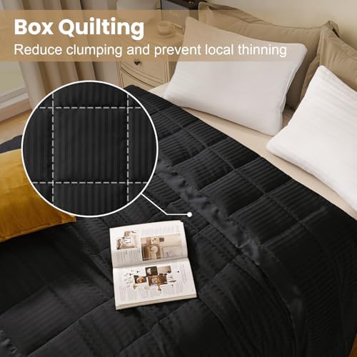 downluxe King Size Blanket with Satin Trim, Lightweight Down Alternative King Blanket for All Season, Machine Washable (Black, 108 x 90 Inch) - Image 2