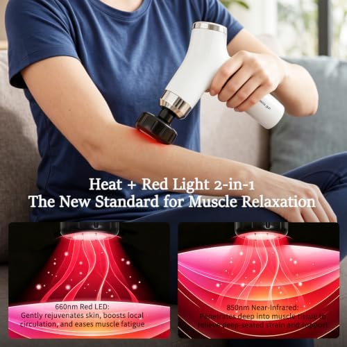 Sfozstra Heating Massage Gun: Heat Cold Therapy, Red Light, Long Handle - Image 2