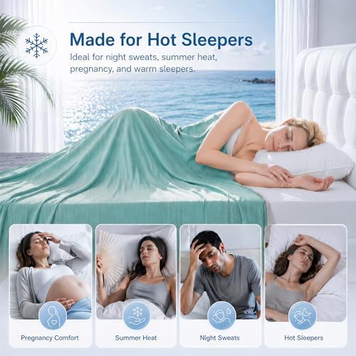 King Size Cooling Blanket for Hot Sleepers - Lightweight Breathable Cool Cold Blanket - Keep Cool for Night Sweats, Soft Thin Ice Blankets for Bed Couch Sofa, (Aqua Splash, 90"x108") - Image 3