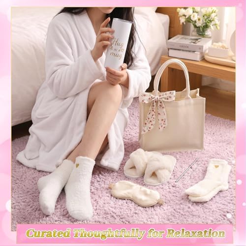 Patelai 7 Pcs Birthday Gifts for Women Spa Robe and Slippers Set Self Care Gift Basket for Women Spa Gift Basket for Friend - Image 3