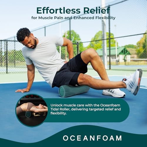 Oceanfoam Tidal Roller - Jade - Muscle Massage Foam Roller for Back Pain & Stretching - Firm and Ergonomic Wide Wave Textured - Yoga, Athletics, & Wellness - Full Size, 20" x 5" - Image 4