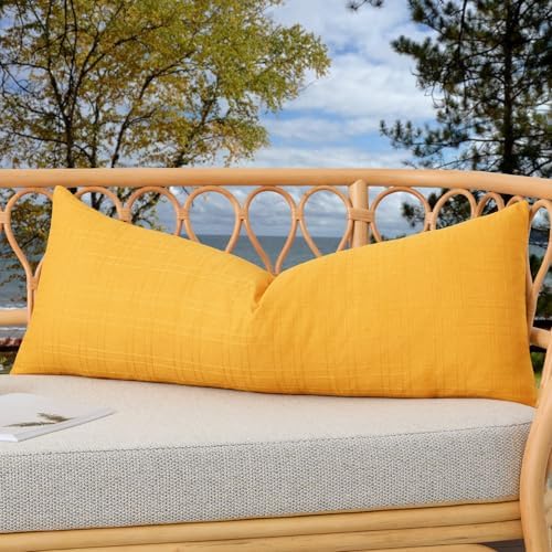 Kevin Textile Outdoor Waterproof 14”x36” Pillow Cover 1 Pack, Dark Yellow by KevinTextile