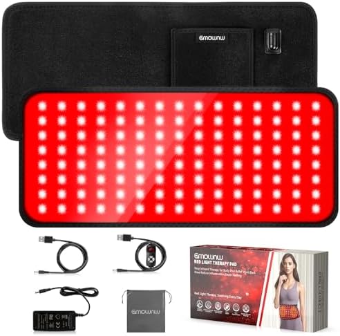 Red Light Therapy for Body, 660nm 850nm Infrared Light Therapy Pad, Wearable Wrap with Timer Remote Control for Back Shoulder Waist Knee, Infrared Light Device Home Use, 19.6'' x 8.6'' Large Area by GMOWNW