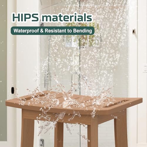 Waterproof HIPS Shower Bench for Inside Shower, Shower Stool, Brown - Image 4