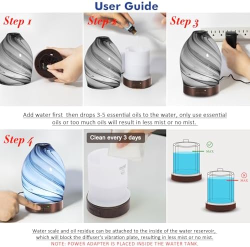 Essential Oil Diffuser Diffuser -Aromatherapy Diffuser for Essential Oils with Timer and 7 Colors LED Light Ultrasonic Diffuser with Auto Shut-Off, Home Office Decor&Gift（Storm Cloud） - Image 7