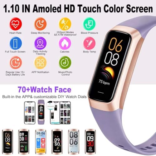 Fitness Tracker, 2026 Smart Band with Heart Rate & Activity Tracker, IP67 Waterproof Smartwatch with Sleep Tracking & Step Counter for Men Women, Orchid Purple - Image 6