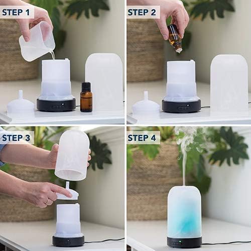 Airome Moonstone Medium Essential Oil Diffuser|100 mL Humidifying Ultrasonic Aromatherapy Diffuser 8 Colorful LED Lights, Intermittent & Continual Mist, Auto Shut-Off - Image 4