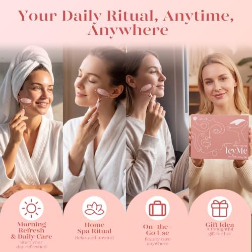 BAIMEI IcyMe Rose Quartz Roller & Gua Sha Facial Tool Set for Depuffing - Image 5